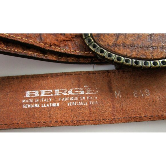 Berge Italy Women's Brown Genuine Leather Belt with Large Oval Buckle Med 30-34" - Picture 3 of 9